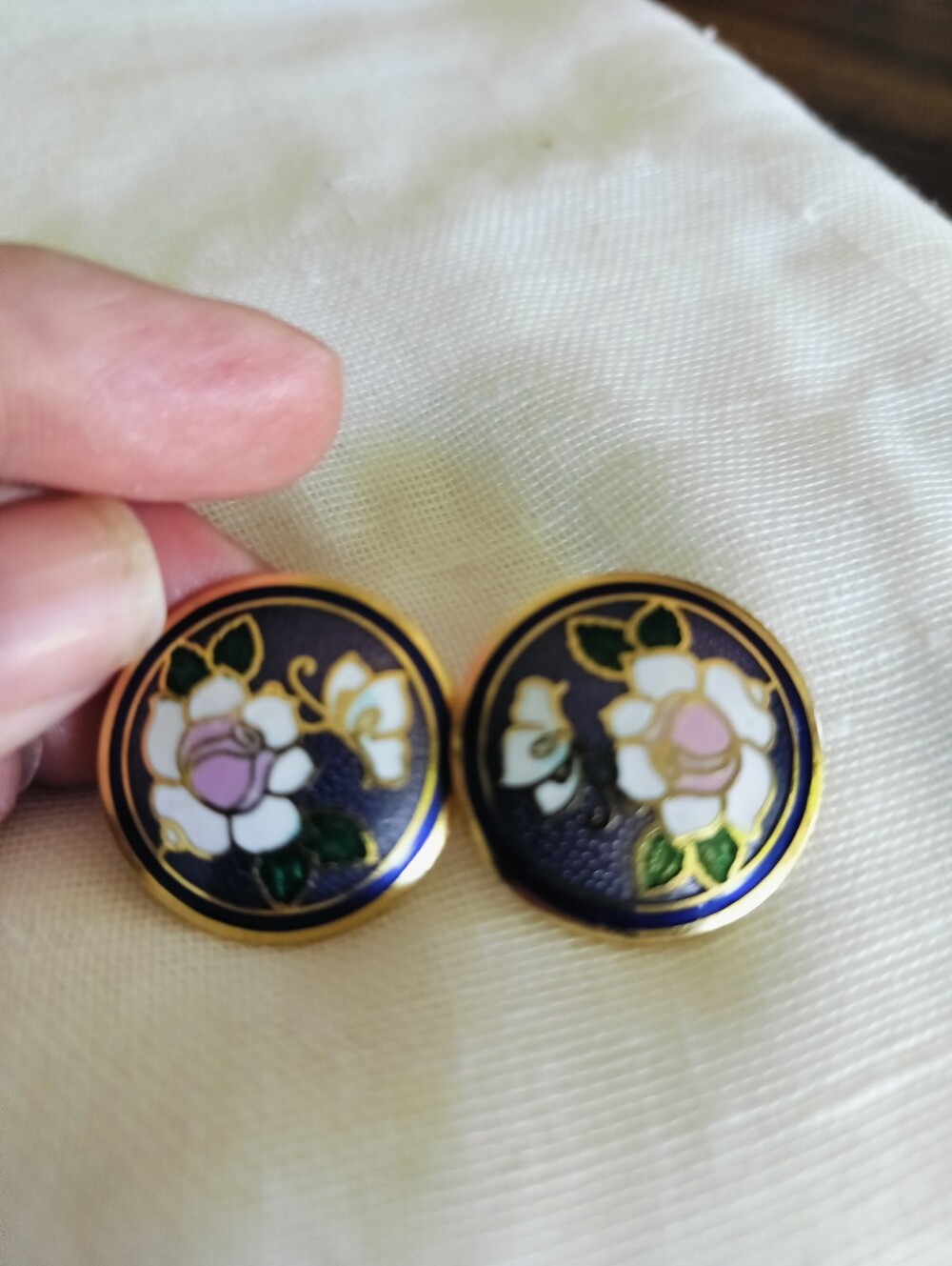 Vintage Purple Enamel Floral Butterfly Clip-On Earrings Gold Tone Elegant Whimsy